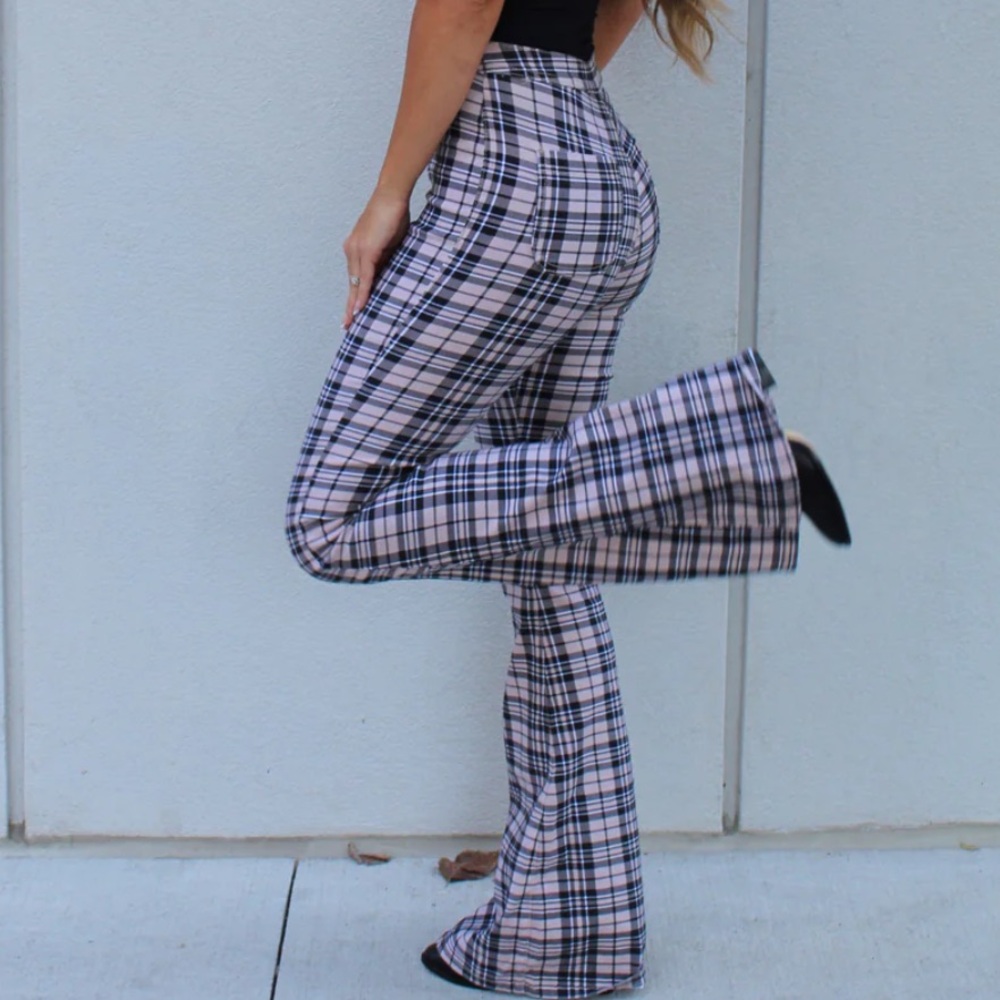 Gretchen- Plaid Flare Pants